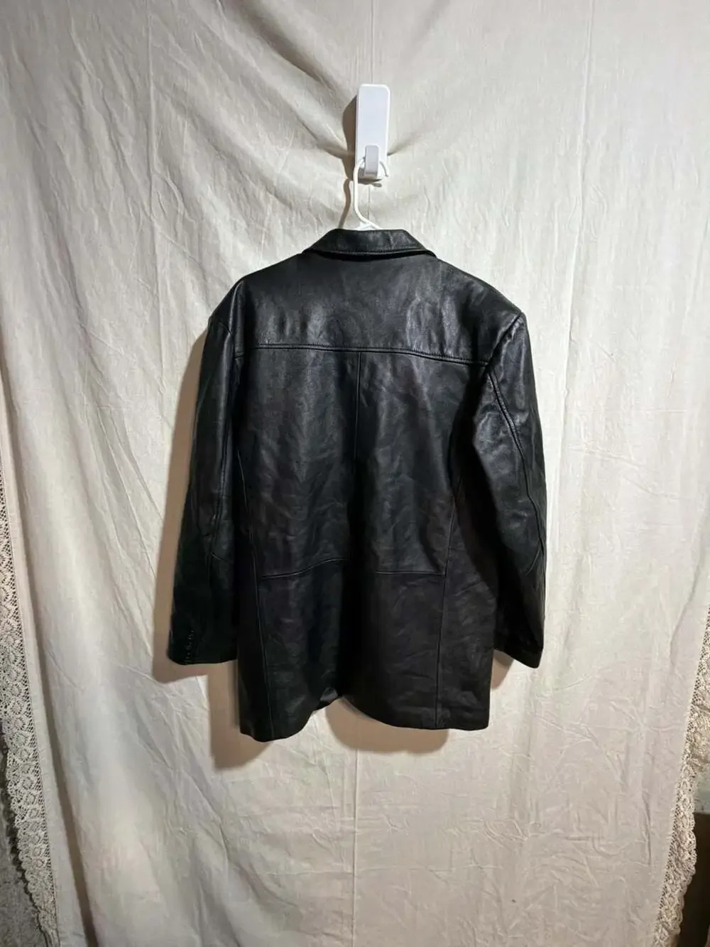 J. Ferrar Men's Black Genuine Lambskin Leather Jacket Blazer Coat Medium